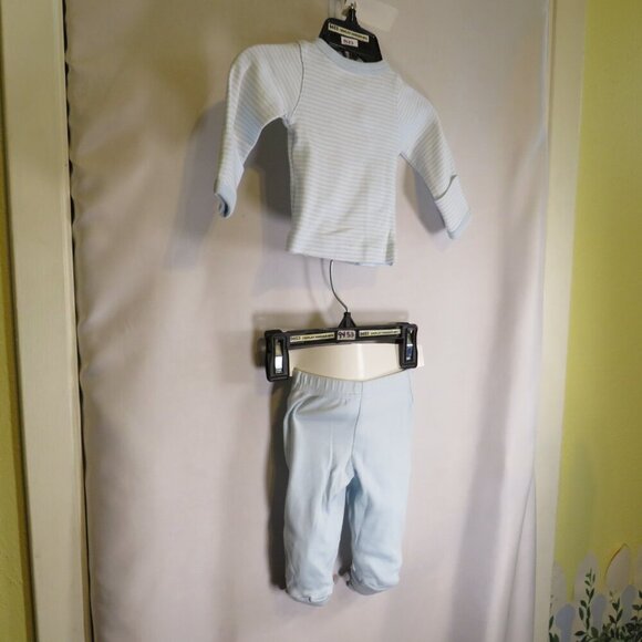 Baby Sheep Lamb Blue striped 2pc Footed Newborn EASY TO OPEN - Picture 3 of 12